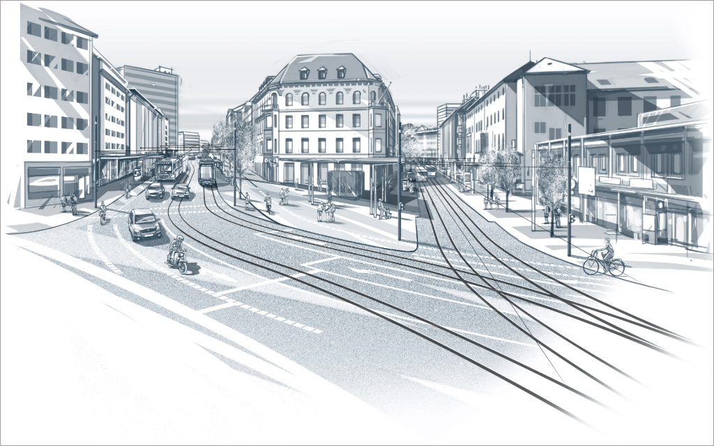 Visualisierung des Münsterplatzes nach Straßenbahnausbau