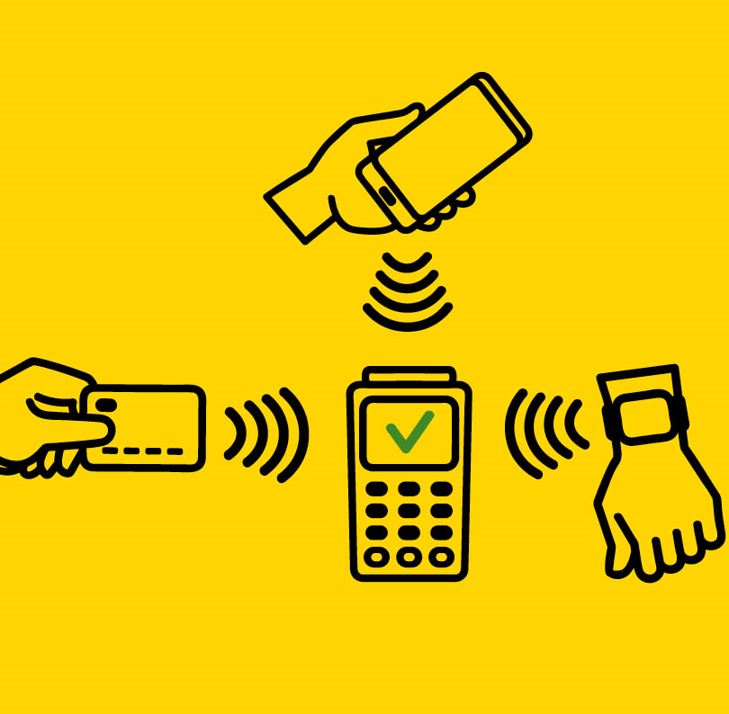 Bild mit einem ec-Cash-Gerät und den Bezahlmethoden